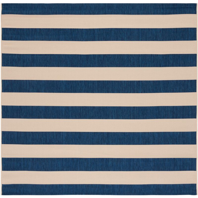 Courtyard CY6812 Power Loomed Indoor/Outdoor Area Rug - Beige/Navy - 6'7"x6'7" - Safavieh.
