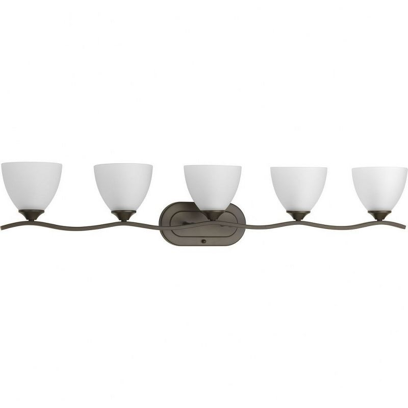 Progress Lighting Laird 5-Light Bath Vanity, Brushed Nickel, Glass Shades, Up/Down Mounting, Damp Rated