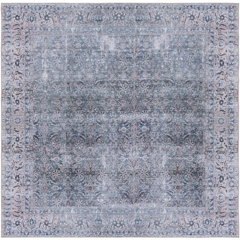 Tucson TSN134 Power Loomed Machine Washable Area Rug - Green Blue/Beige - 6'x6' - Safavieh.