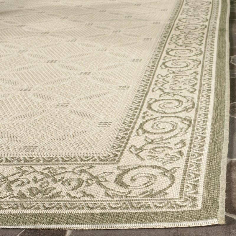 Courtyard CY1502 Power Loomed Indoor and Outdoor Area Rug - Natural/Olive - 5'3"x7'7" - Safavieh
