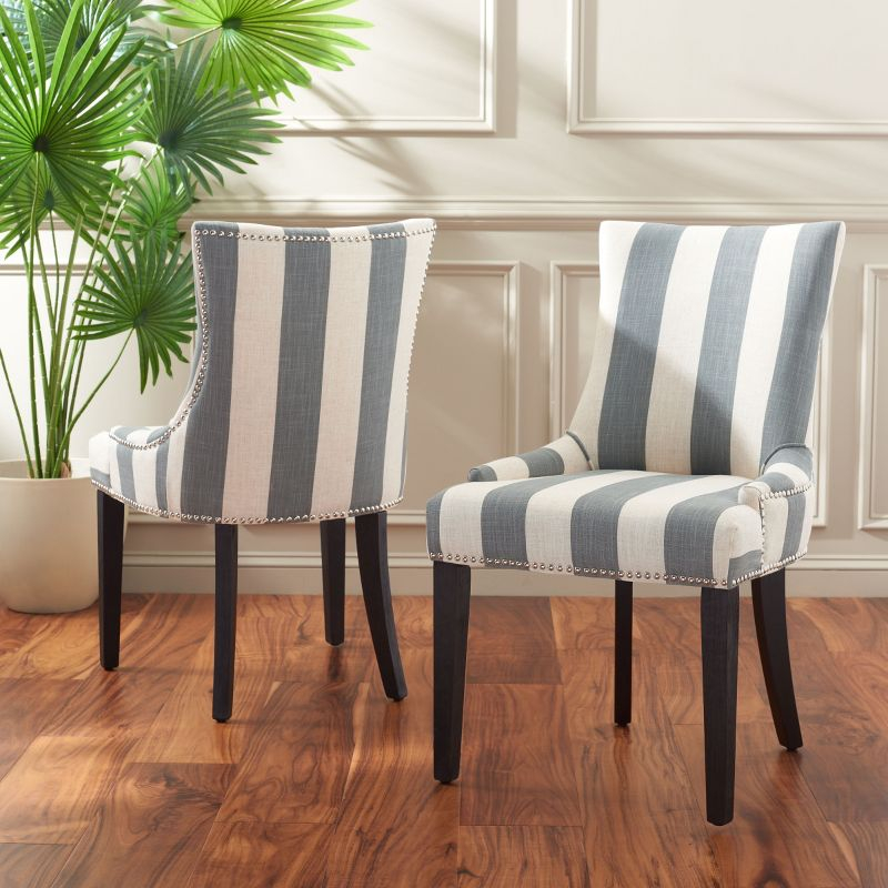 Lester 19" H Dining Chair With Nail Head Trim (Set of 2) - MCR4709 - Grey/White - Safavieh Couture