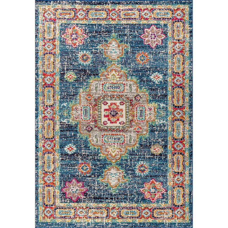 JONATHAN Y Bohemian FLAIR Boho Vintage Medallion Navy/Red 8 ft. x 10 ft. Area Rug