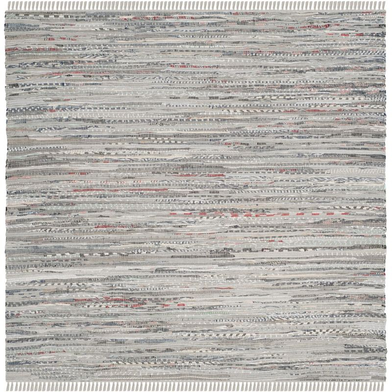Rag Rug RAR121 Hand Woven Indoor Area Rug - 9'x9' - Grey - Safavieh
