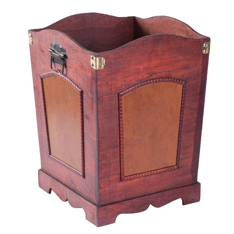 Vintiquewise Antique Wooden Waste Can - Bin with Handle