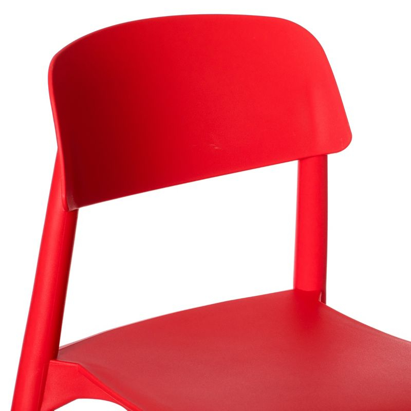 Fabulaxe Plastic Dining Chair Open Back with Beech Wood Legs, Red