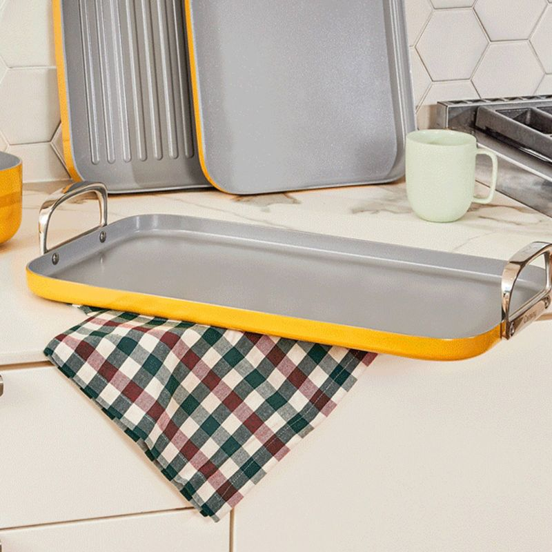 Caraway Home 11.73" Nonstick Square Double Burner Crepe Pan Marigold: Caraway Cookware, Griddle, Hand Wash, 1 Year Warranty