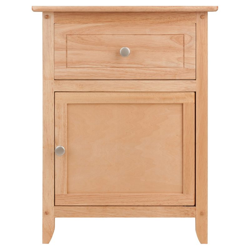 Winsome Eugene Nightstand Natural: Wood Composite Bedside Table with Cabinet Door & Drawer