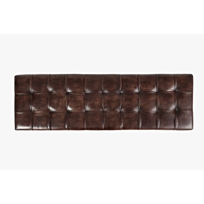 Global Archive 55" Genuine Distressed Leather Ottoman Bench