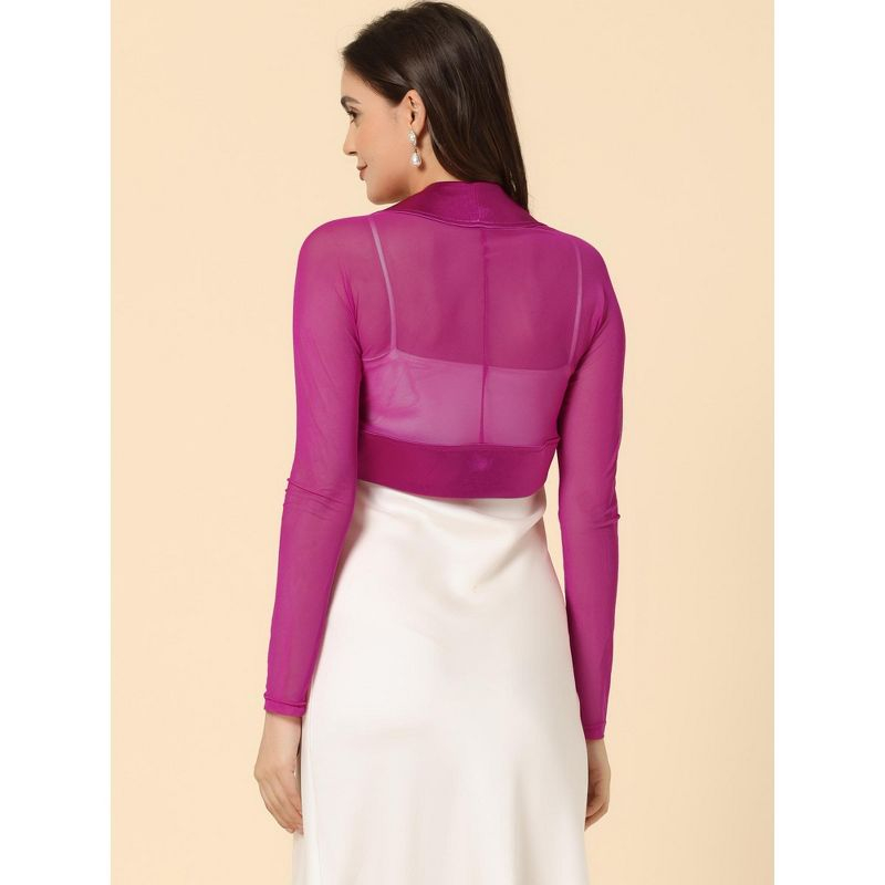 INSPIRE CHIC Women's Sheer Elegant Wedding Open Front Crop Bolero Shrugs Fushcia X-Large