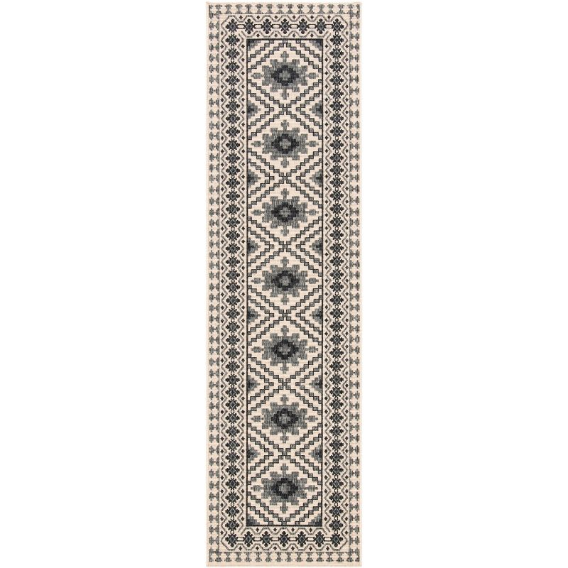 Veranda VER099 Power Loomed Indoor/Outdoor Runner Rug - Ivory/Slate - 2'3"x10' - Safavieh.