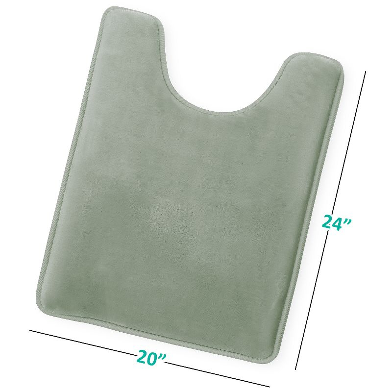 Hearth & Harbor Bathroom Rugs, Velvet Memory Foam Bath Mat - Ultra Soft Sage Green Contour Bath Rug, 20X24