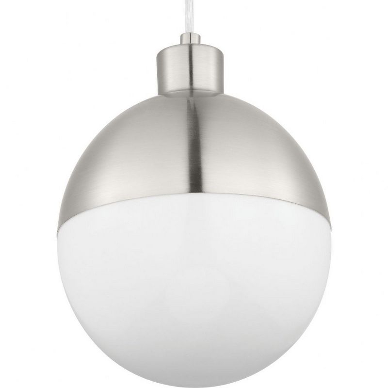 Progress Lighting, Globe Collection, 1-Light Pendant, Brushed Nickel, Opal Glass Shade