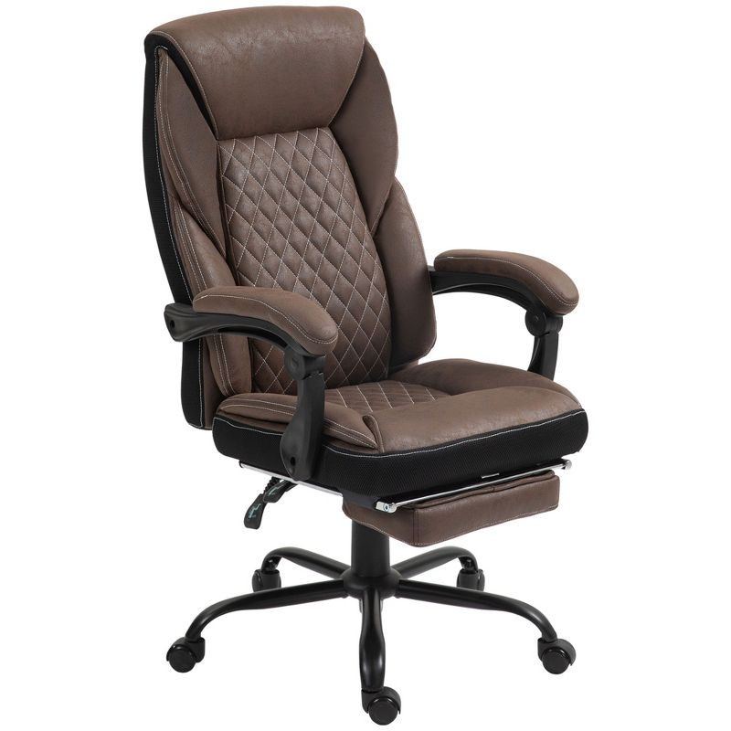 HOMCOM Executive Office Chair with Footrest, High Back Desk Chair, Reclining Swivel Chair, Height Adjustable, Dark Brown