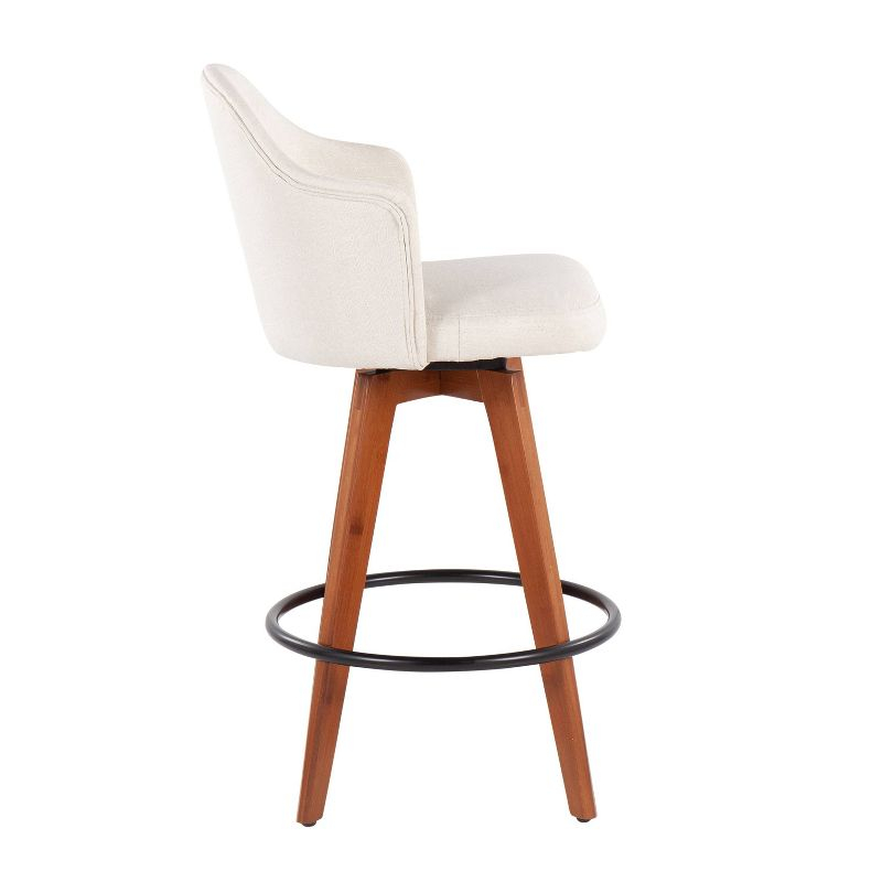 Set of 2 Ahoy Bamboo/Polyester/Metal Counter Height Barstools Walnut/Cream/Black - LumiSource