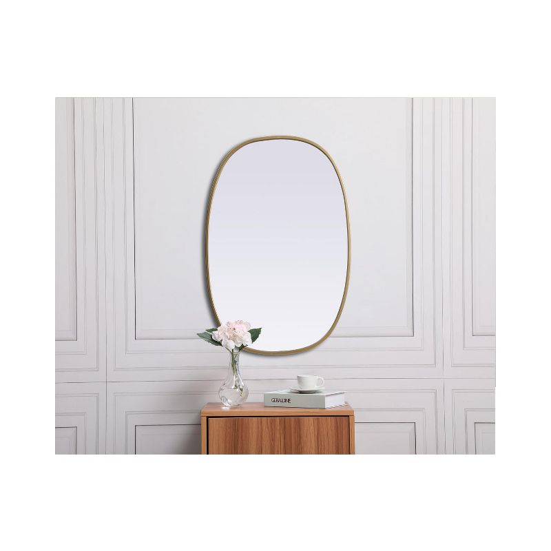 Elegant Lighting Metal Frame Oval Mirror 20x30 Inch in Brass