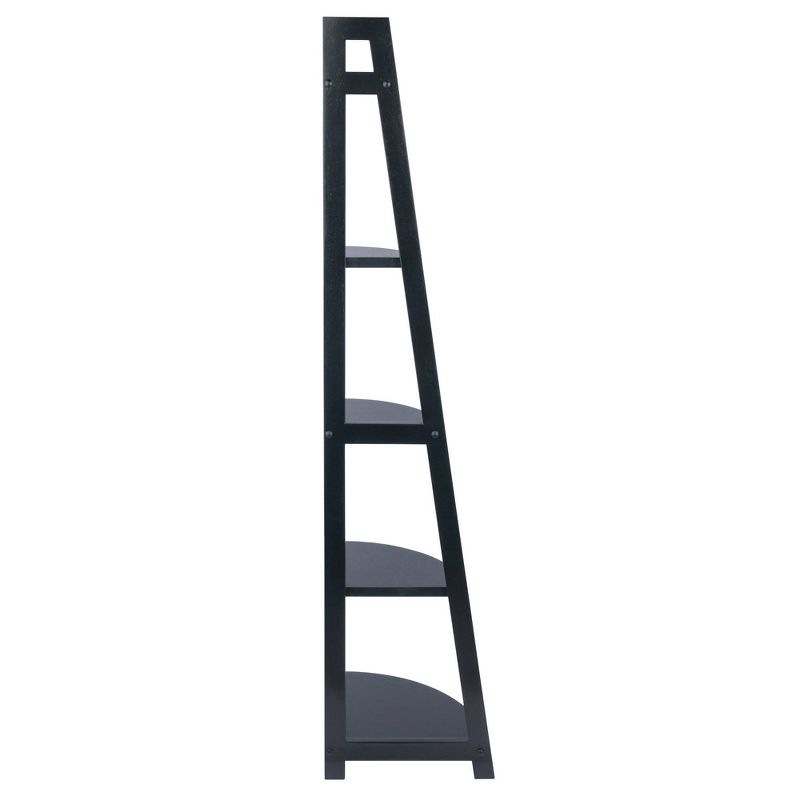 Winsome 58" Adam A Frame Corner Shelf Black: Mid-Century Modern Design, 5-Tier Storage, Lacquered Finish