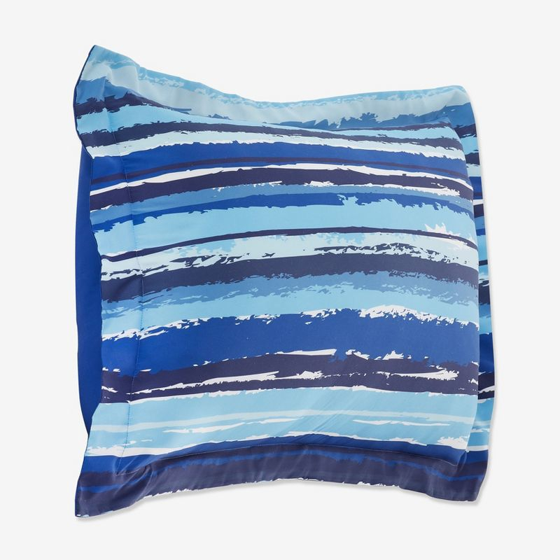 BrylaneHome BH Studio Reversible Pillow Sham - Standard, Ocean Blue Marine Blue