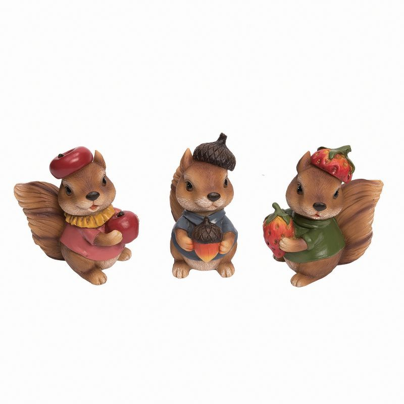 Transpac Large Resin Whimsical Squirrel Figurine Set of 3 Spring Home Decorations
