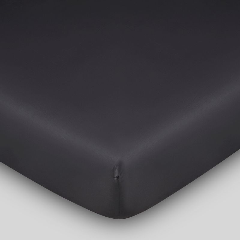 Fabdreams 300 Thread Count Certified Organic Cotton Percale Fitted Sheet (Twin XL, Dark Grey)