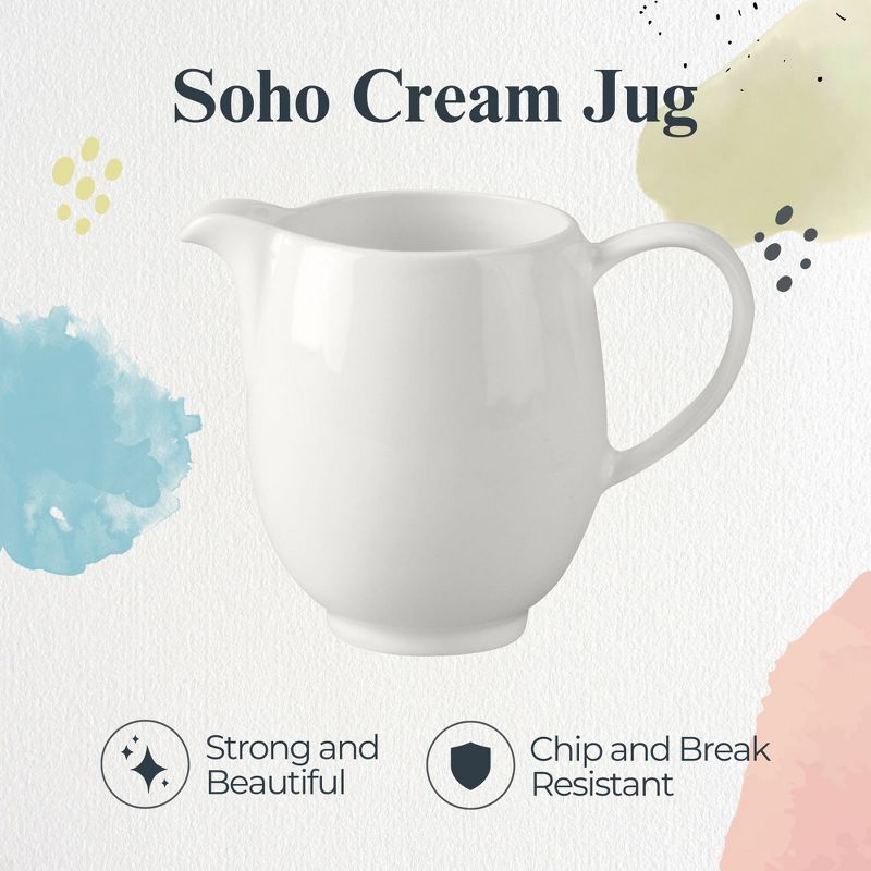 Portmeirion Soho Cream Jug - 6 oz Contemporary White Earthenware Creamer with Handle, Made in the UK, Microwave & Dishwasher Safe