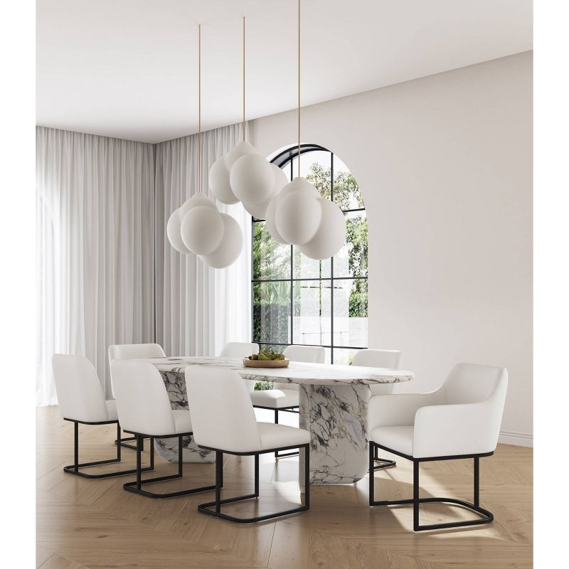Set of 8 Serena Modern Leatherette Upholstered Dining Chair Set Cream - Manhattan Comfort: Plush, Steel Frame, No Assembly Required