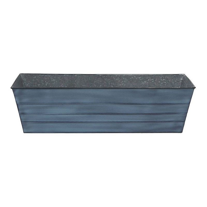 35.25" Large Galvanized Steel Flower Box Planter Nantucket Blue - ACHLA Designs: Wall-Mountable, Patina Finish, Rolled Edge
