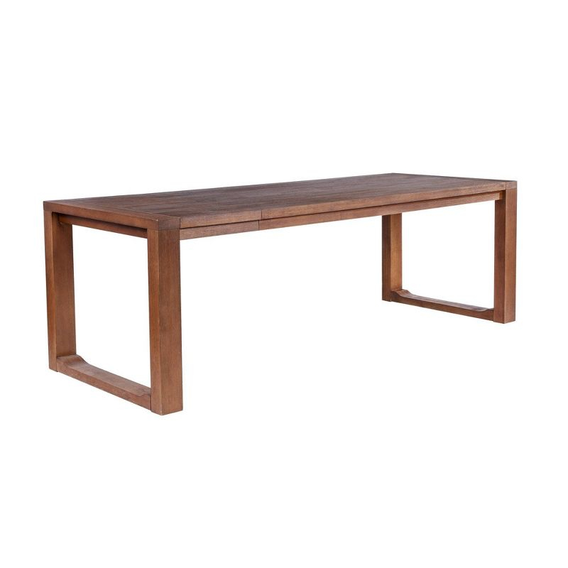 Boraam 3pc Rasmus Dining Set Chestnut Wire Brush Finish: Mid-Century Modern, 2 Benches, Seats 8