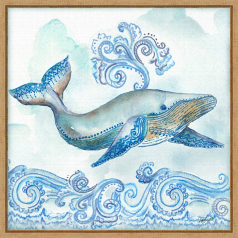 Amanti Art 22"x22" Boho Shells II Whale by Tre Sorelle Studios Framed Canvas Wall Art Print
