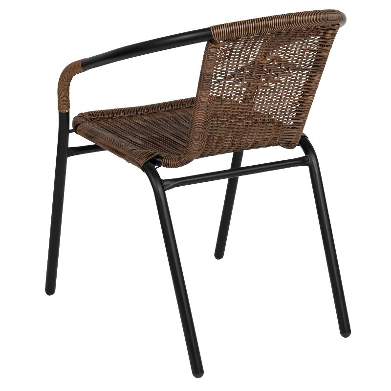 Flash Furniture Lila 2 Pack Medium Brown Rattan Indoor-Outdoor Restaurant Stack Chair