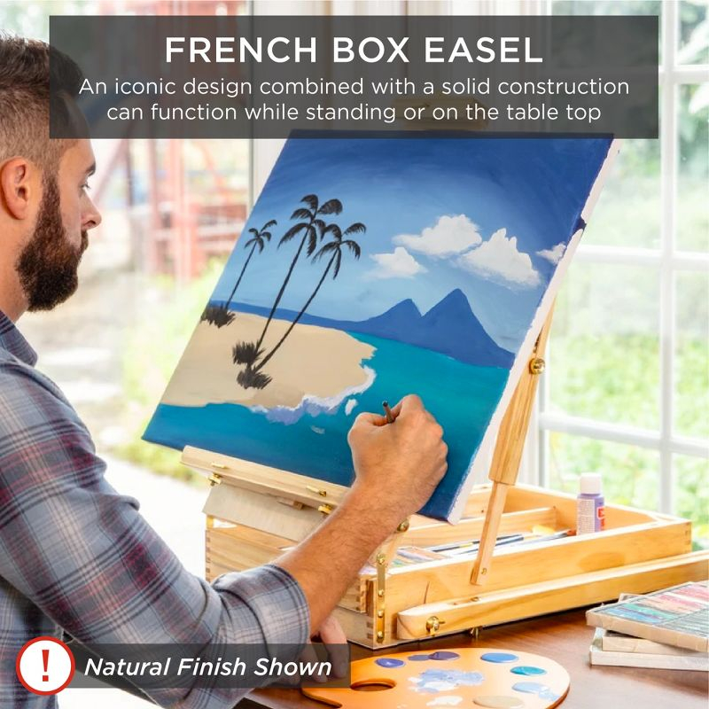 Best Choice Products French Easel, 32pc Beginners Kit Portable Wooden Adjustable Tripod  w/ Paint Supplies - Blue