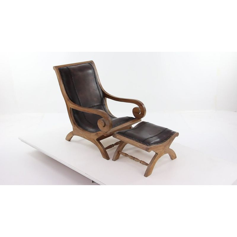 Traditional Leather Accent Chair Dark Brown - Olivia & May: Sturdy, Sophisticated, No Assembly Required