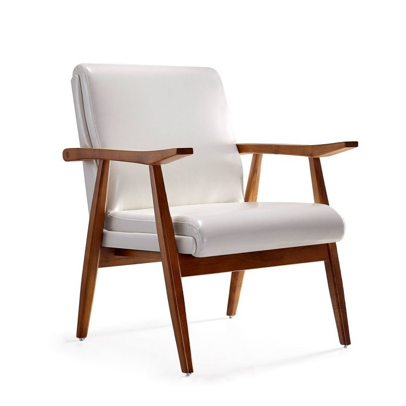 Set of 2 Archduke Faux Leather Accent Chairs White - Manhattan Comfort: Beechwood Frame, No Assembly Required