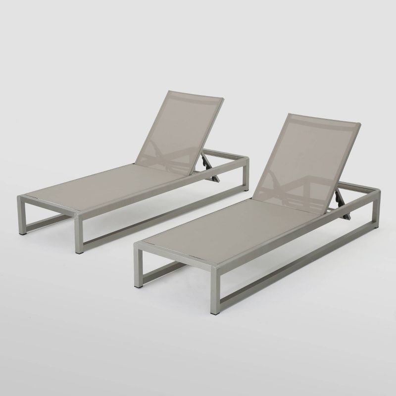 Christopher Knight Home California 2pk Aluminum Chaise Lounge Silver/Gray