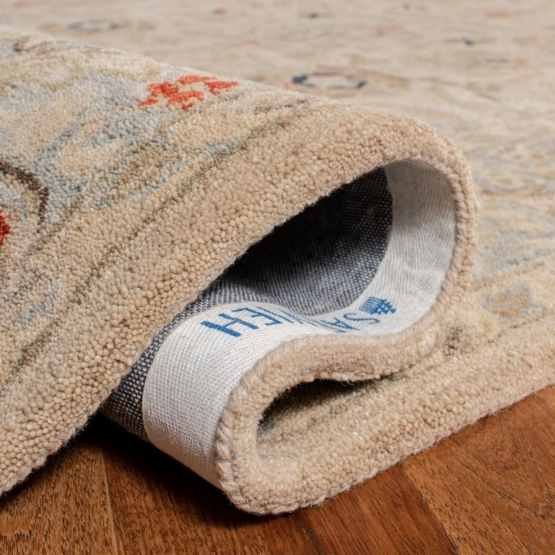 Anatolia AN569 Hand Tufted Area Rug  - Natural/Soft Turquoise - 6' Round - Safavieh.