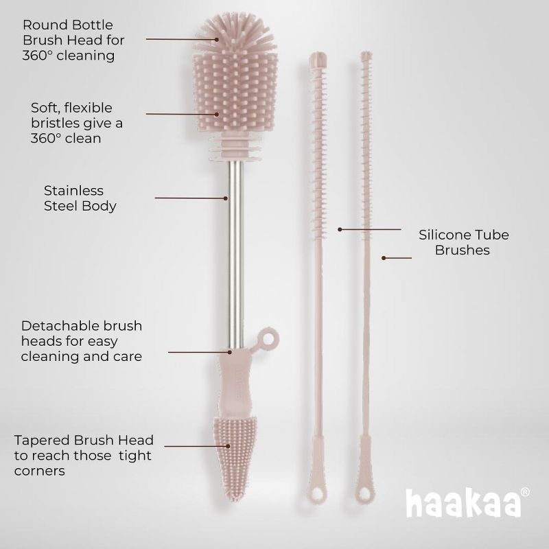 Haakaa Silicone Cleaning Brush Kit Suva Grey