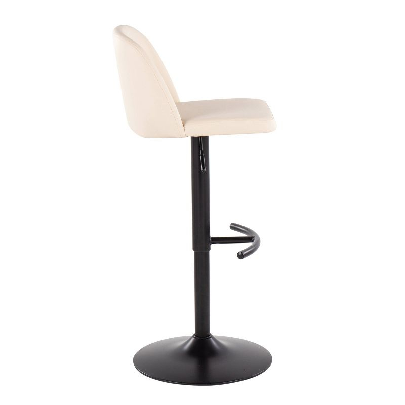 Set of 2 Toriano PU Leather/Steel Barstools Black/Cream - LumiSource: Adjustable, Swivel, Footrest