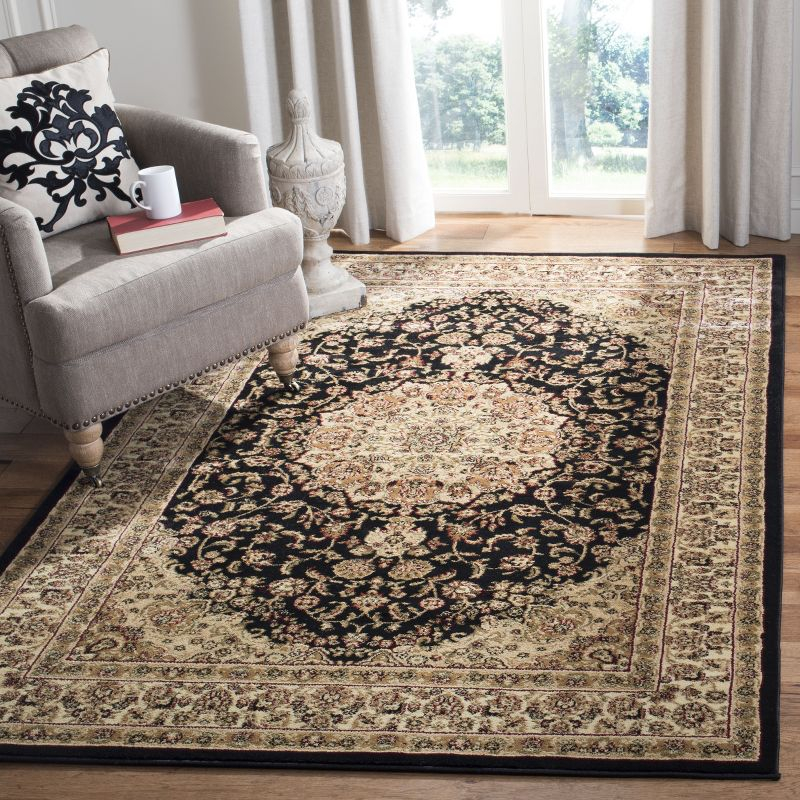 Lyndhurst LNH222 Power Loomed Area Rug - Black/Ivory - 5'3"x7'6" - Safavieh