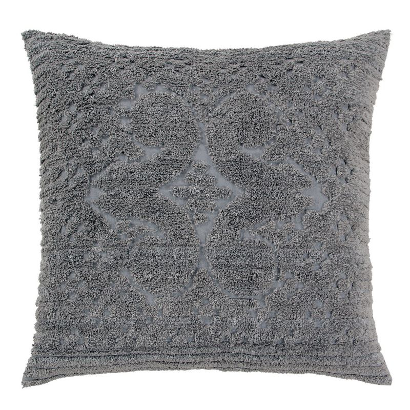 Better Trends Ashton – Luxurious 100% Cotton Tufted Euro Sham in Medallion Design, Super Soft & Lightweight, 26” x 26”, Gray