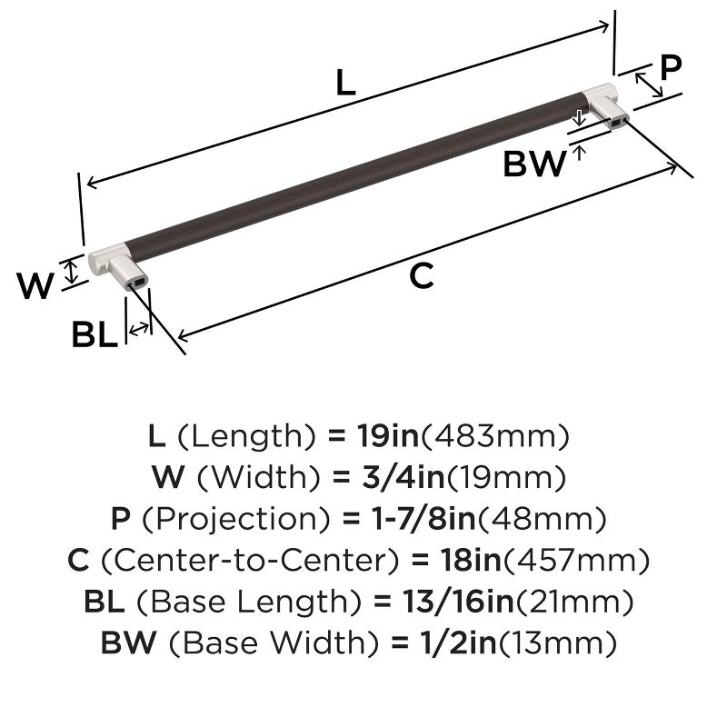 Amerock Esquire 18 inch (457mm) Center-to-Center Satin Nickel/Oil-Rubbed Bronze Appliance Pull