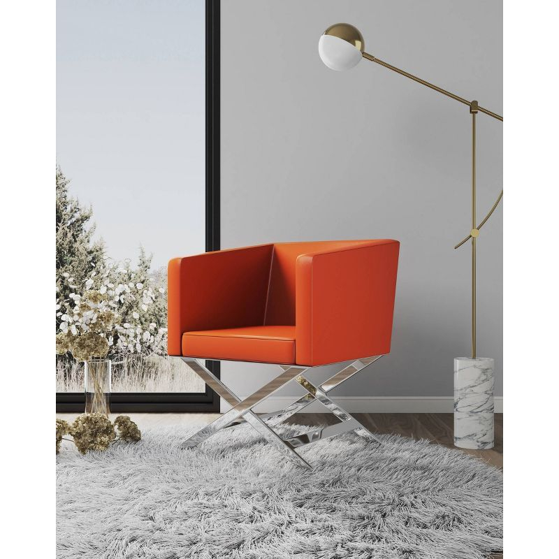Set of 2 Hollywood Faux Leather Lounge Accent Chairs Orange - Manhattan Comfort: Chrome-Finished Metal, No Assembly Required
