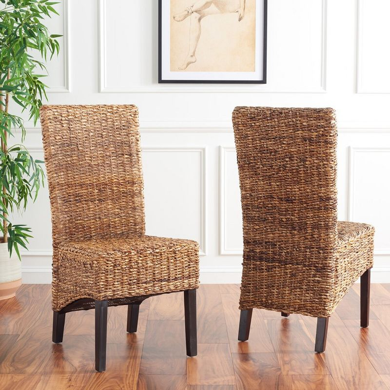 Kiska 18" H Rattan Side Chair (Set of 2) - FOX1021 - Dark Brown - Safavieh Couture