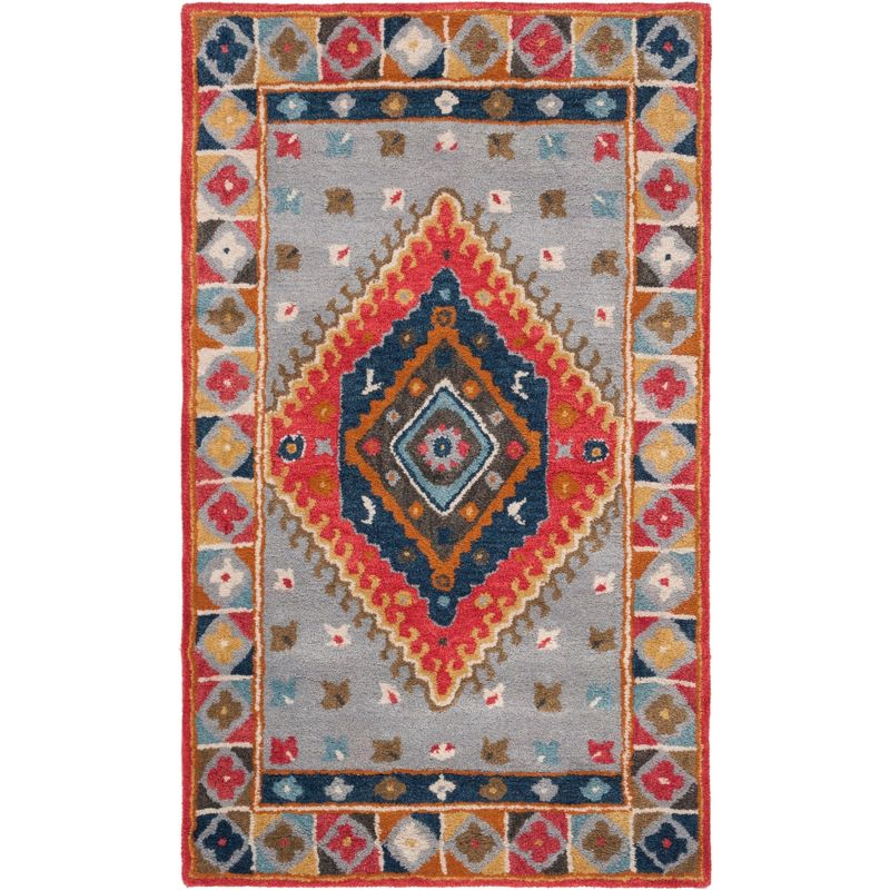 Heritage HG425 Hand Tufted Area Rug - Grey/Red - 3'x5' - Safavieh.
