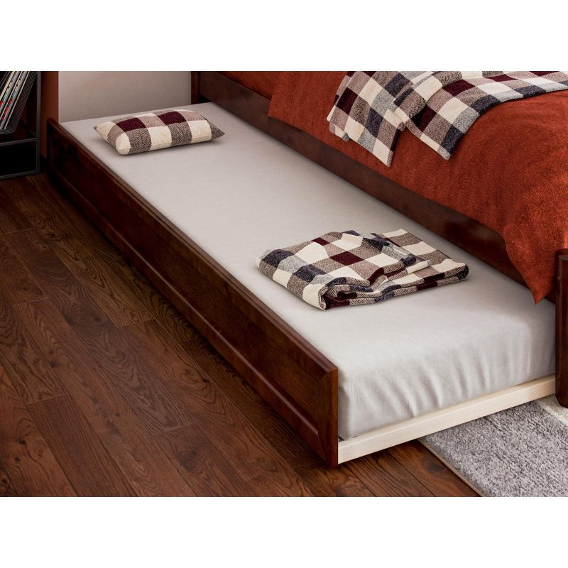 AFI Furnishings Full Panel Platform Bed with Twin Trundle in Walnut