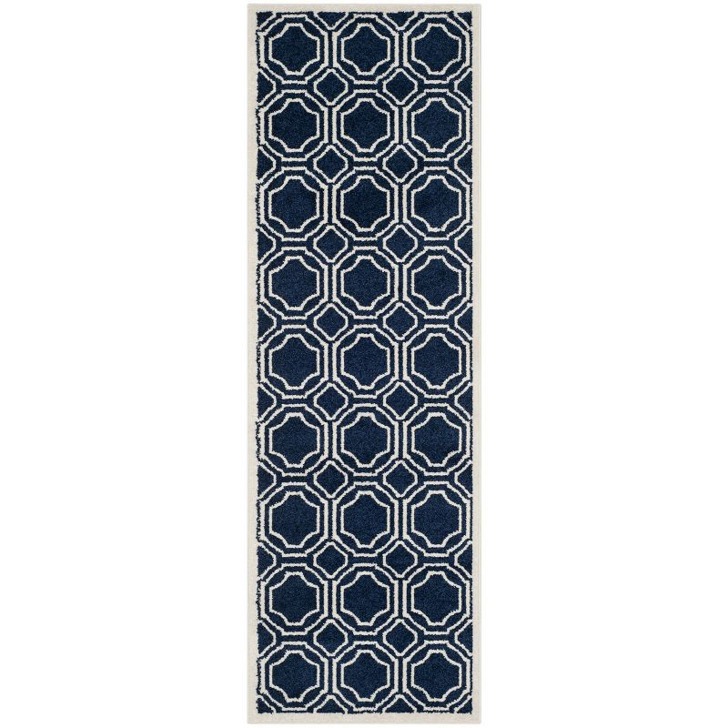 Amherst AMT411 Power Loomed Runner Rug - Navy/Ivory - 2'3"x11' - Safavieh.