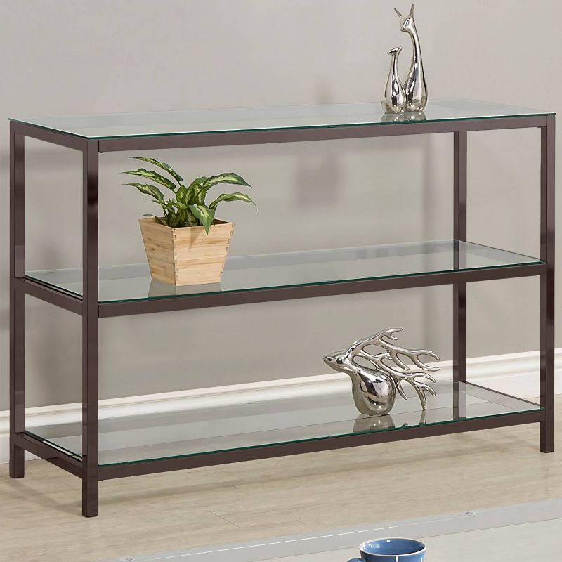 Trini Console Sofa Table with Glass Top and Shelves Black Nickel - Coaster