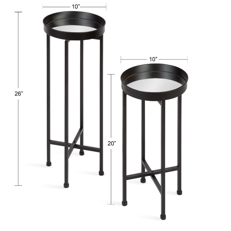 Kate and Laurel Celia Round Metal Nesting Table, 2 Piece, Black