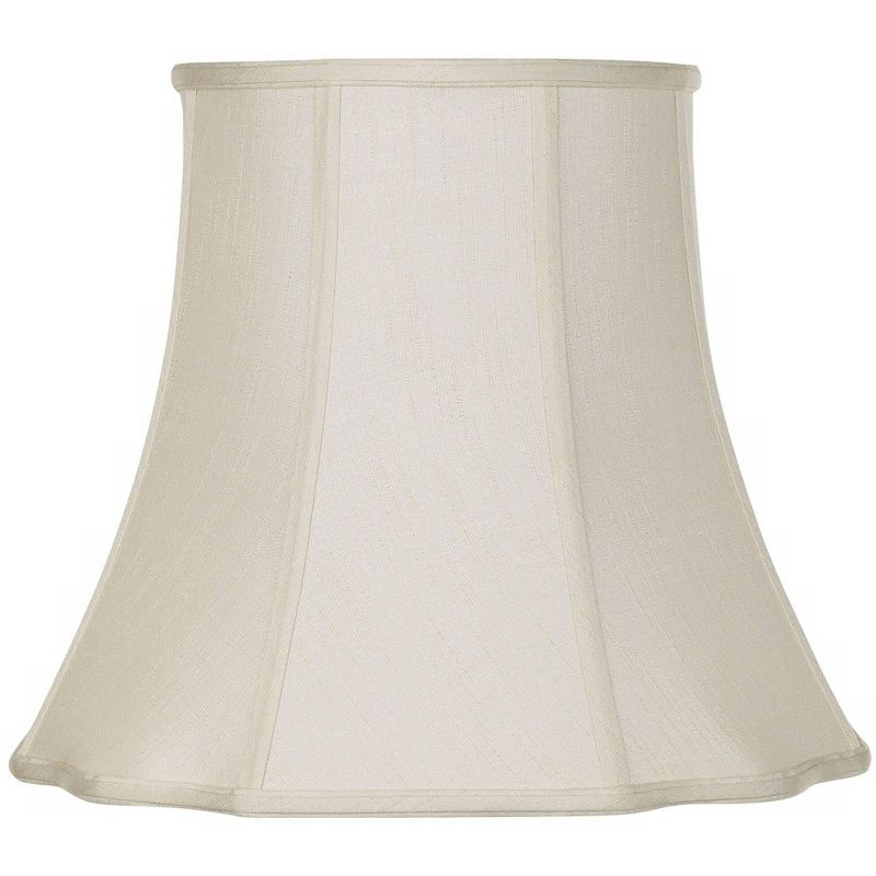 Imperial Shade Creme Medium Bell Cut Corner Lamp Shade 10" Top x 16" Bottom x 14" Slant x 13.5" High (Spider) Replacement with Harp and Finial