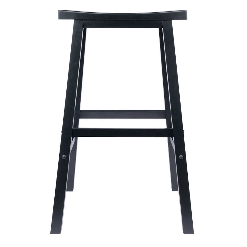 29" Satori Saddle Seat Barstool Black - Winsome: Solid Wood, High-Top Counter, Backless Design