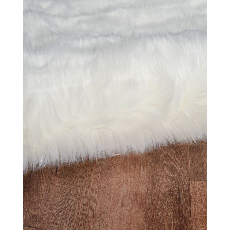 3'x5' Faux Sheepskin Accent Rug White - Linon: Modern High Pile Indoor Handmade Rectangle Rug