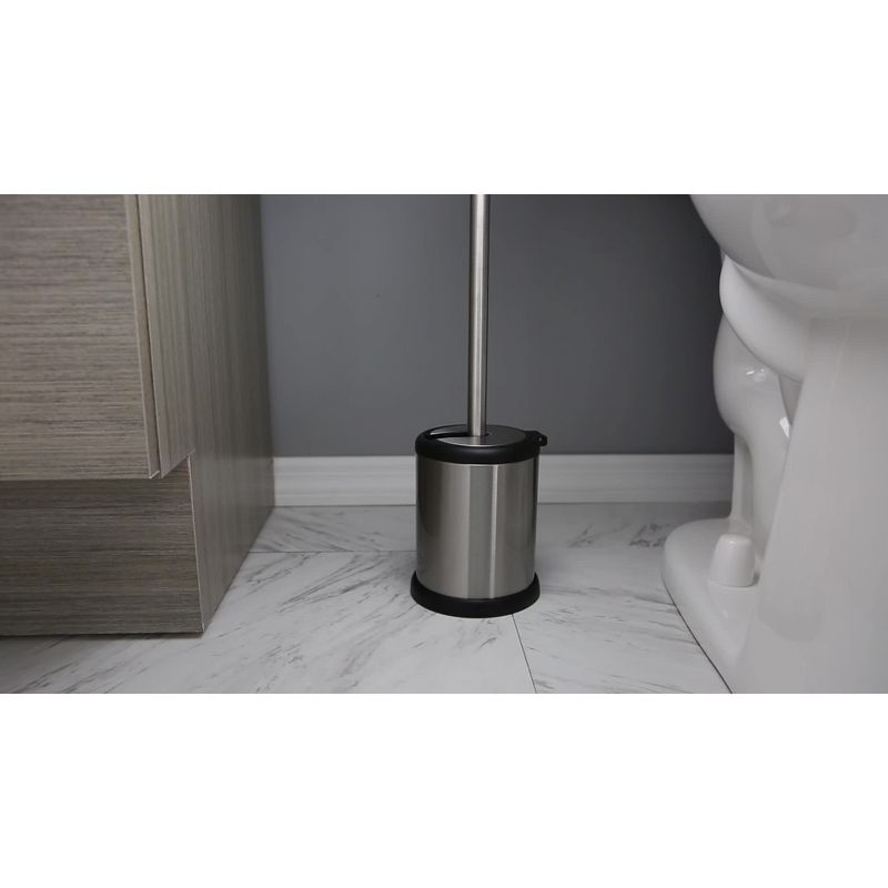 Toilet Brush with Self Closing Lid Carbon - Bath Bliss: Polypropylene Bathroom Cleaner & Holder Set